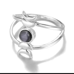 🔥SALE🔥 Platinum Plated Moon Phases Ring with Moonstone In The Center